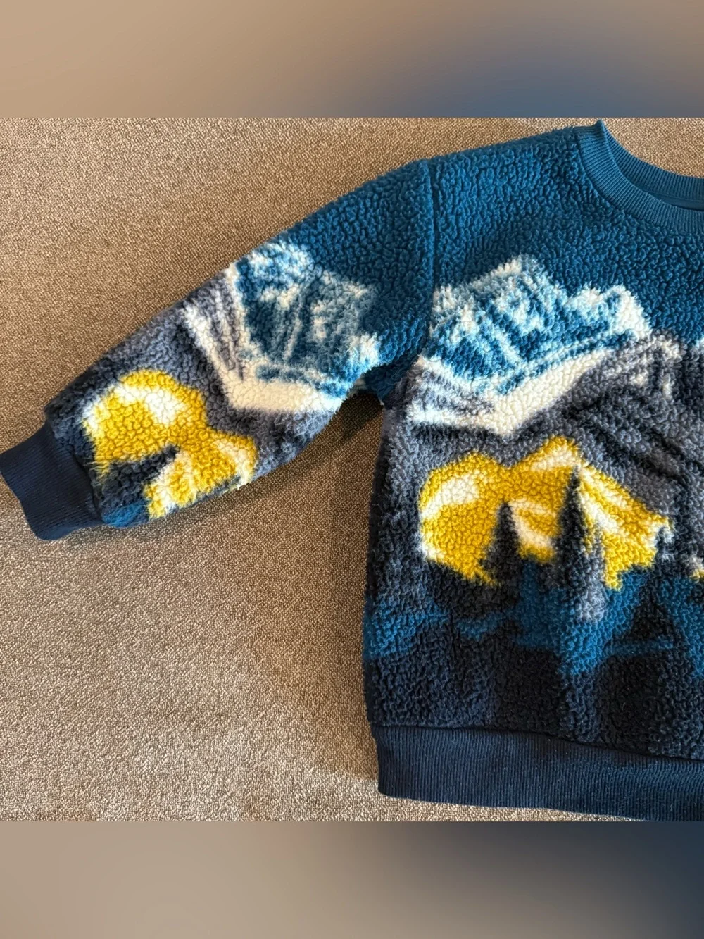 Toddler’s Blue Mountain Fleece Sweater with Yellow Accents